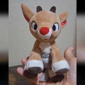 Adorable Rudolph Red Nosed Reindeer 6"Baby Rattle Bell Soft Plush